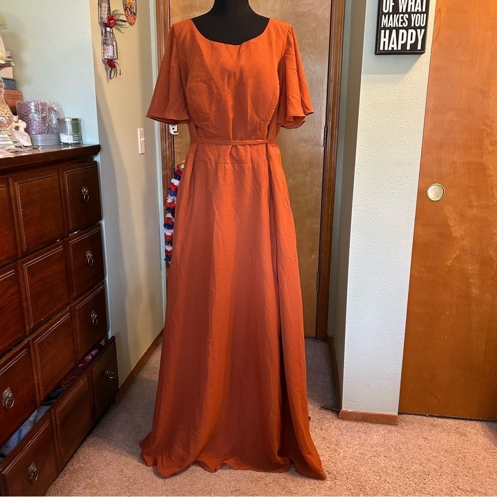 NWOT burnt orange chiffon flutter sleeve Mother of the Bride dress size 20W